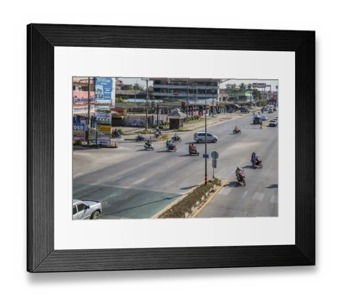 Framed Print : Motor scooter traffic in Chiang Rai, Thailand