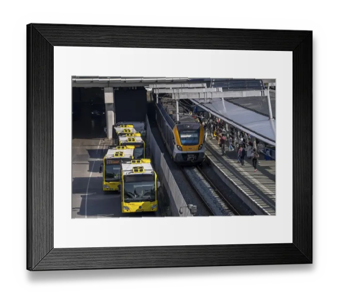 Framed Print : Connection of public transport by rail Framed Print : Connection of public transport by rail