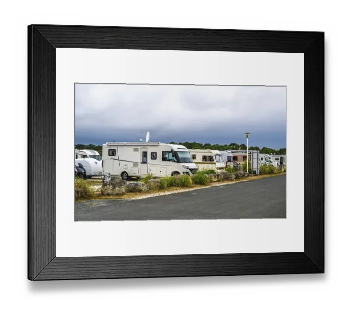 Framed Print : Campers in Le Verdon-sur-Mer, Nouvelle-Aquitaine