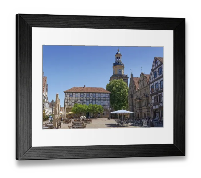 Framed Print : The market square in the historic old town of Rinteln