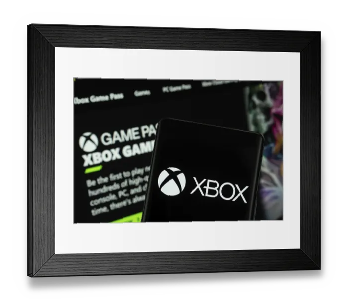 Framed Print : Dhaka, Bangladesh- 04 July 2025: Xbox logo is displayed on a smartphone screen