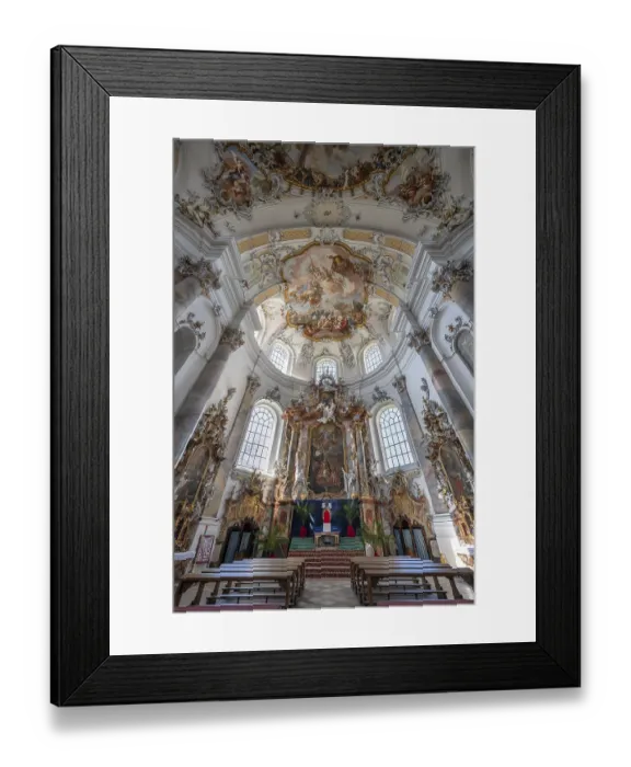 Framed Print : Domed vault and chancel of the baroque Basilica of St Alexander and Theodor