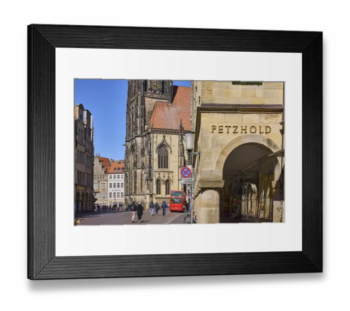 Framed Print : Arcades, historic buildings, gables, St