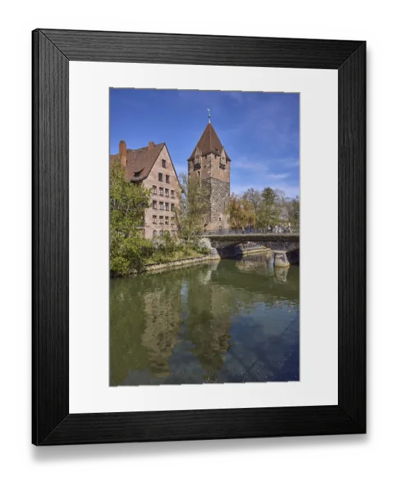 Framed Print : Schuldturm, river Pegnitz, bridge