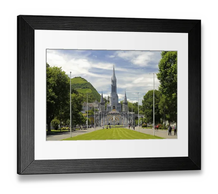 Framed Print : Saint district of Lourdes with the Rosary Square and basilica in the Marian pilgrimage town of Lourdes Framed Print : Saint district of Lourdes with the Rosary Square and basilica in the Marian pilgrimage town of Lourdes