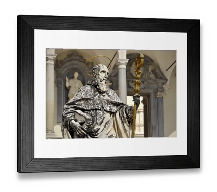 Framed Print : Statue of St Benedict of Nursia by sculptor P