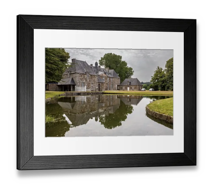 Framed Print : A castle with a pond in front of it Framed Print : A castle with a pond in front of it