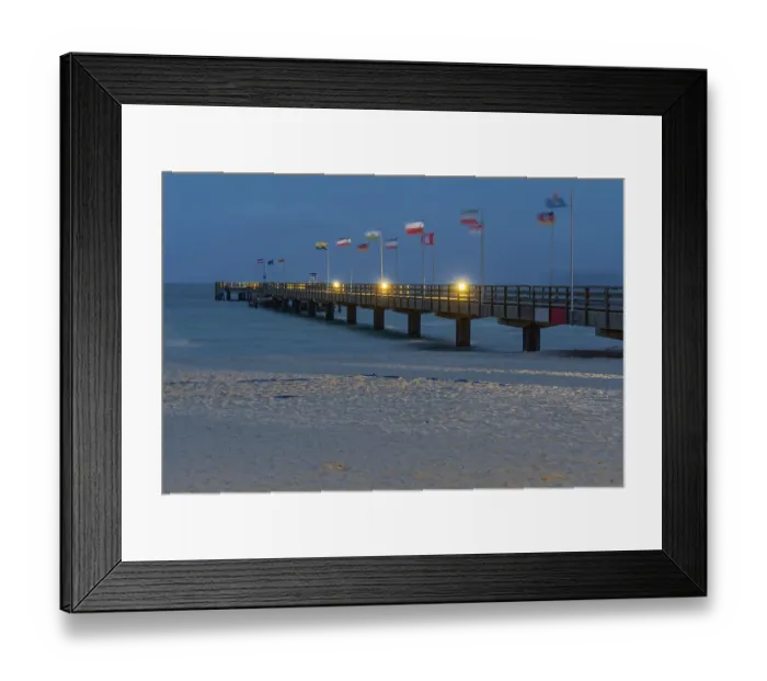 Framed Print : Pier illuminated Grossenbrode Baltic Sea Germany