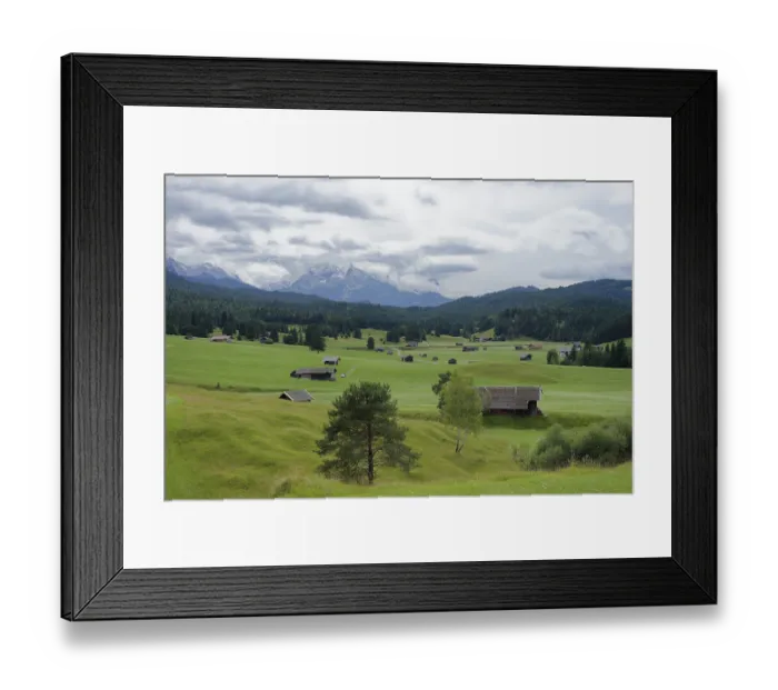 Framed Print : Alpine view from the humpback meadows near Mittenwald Framed Print : Alpine view from the humpback meadows near Mittenwald