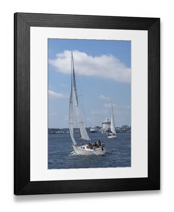 Framed Print : Sailing boats, ferry, cruise ship AIDA nova