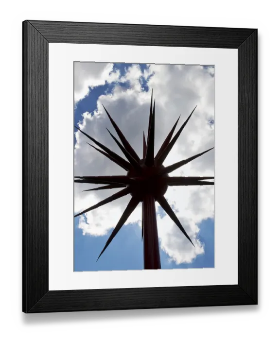 Framed Print : Work of art by Otto Piene entitled Fireworks for Celle as a silhouette against the light in front of clouds