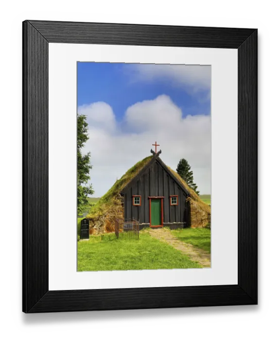 Framed Print : The historic turf-covered peat church Vidimyrarkirkja Framed Print : The historic turf-covered peat church Vidimyrarkirkja