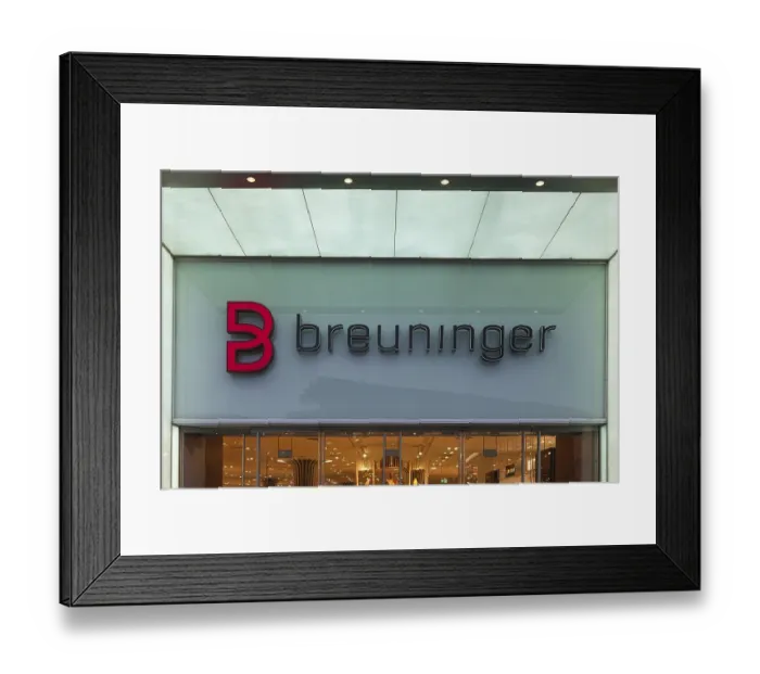 Framed Print : Breuninger brand logo and lettering