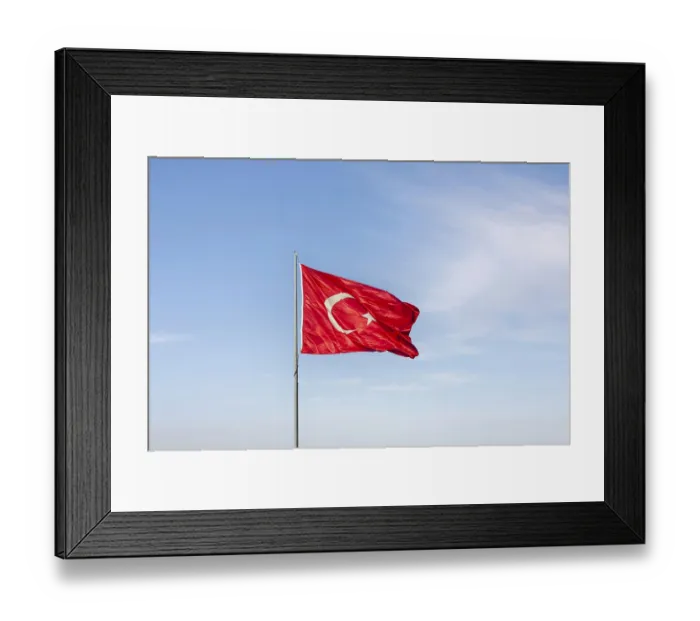 Framed Print : Turkish national flag waving in the wind, Turkey