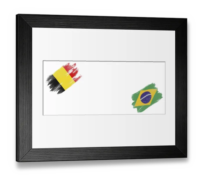 Framed Print : Belgium and Brazl Flags on White Background Framed Print : Belgium and Brazl Flags on White Background