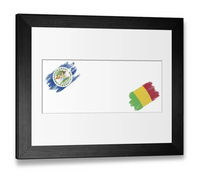 Framed Print : Belize and Mali Flags on White Background Framed Print : Belize and Mali Flags on White Background