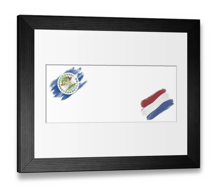 Framed Print : Belize and Netherlands Flags on White Background Framed Print : Belize and Netherlands Flags on White Background