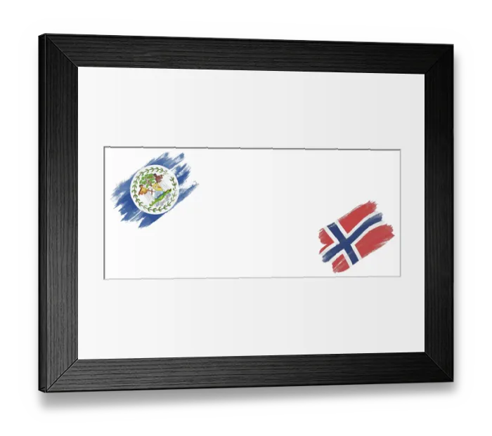 Framed Print : Belize and Norway Flags on White Background Framed Print : Belize and Norway Flags on White Background