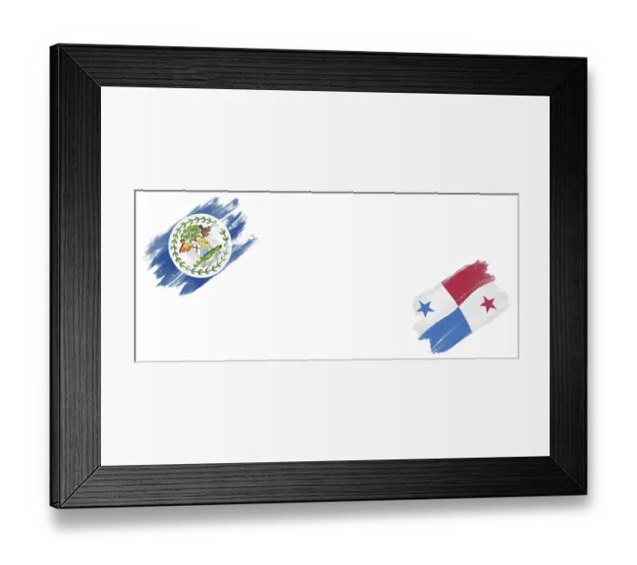 Framed Print : Belize and Panama Flags on White Background Framed Print : Belize and Panama Flags on White Background