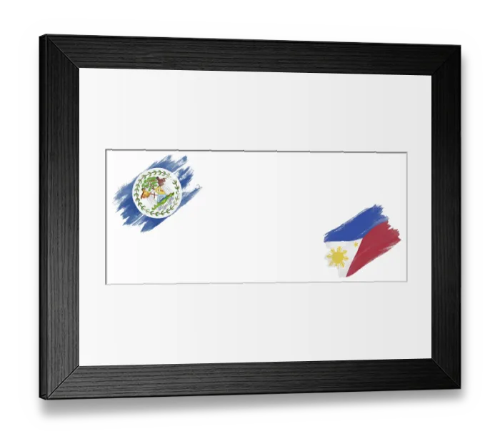 Framed Print : Belize and Philippines Flags on White Background
