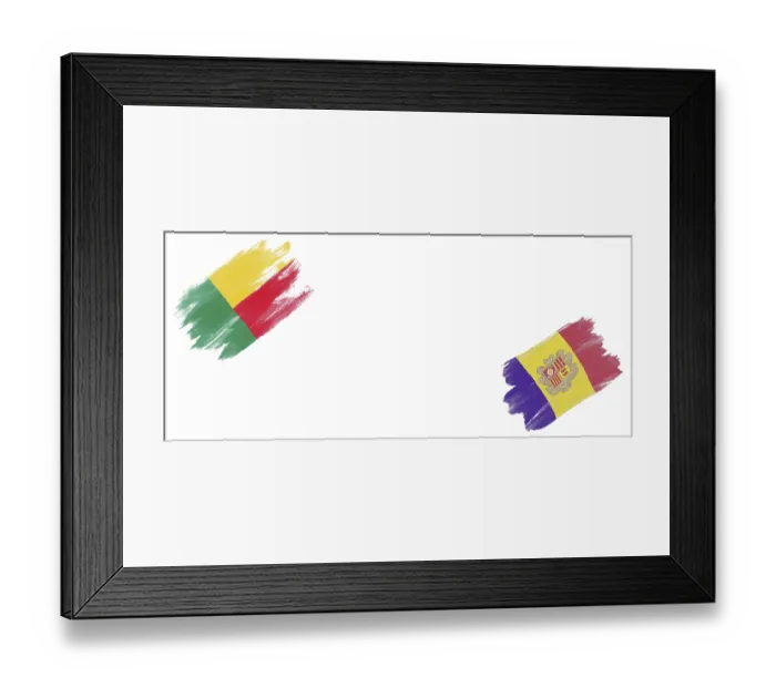 Framed Print : Benin and Andorra Flags on White Background Framed Print : Benin and Andorra Flags on White Background