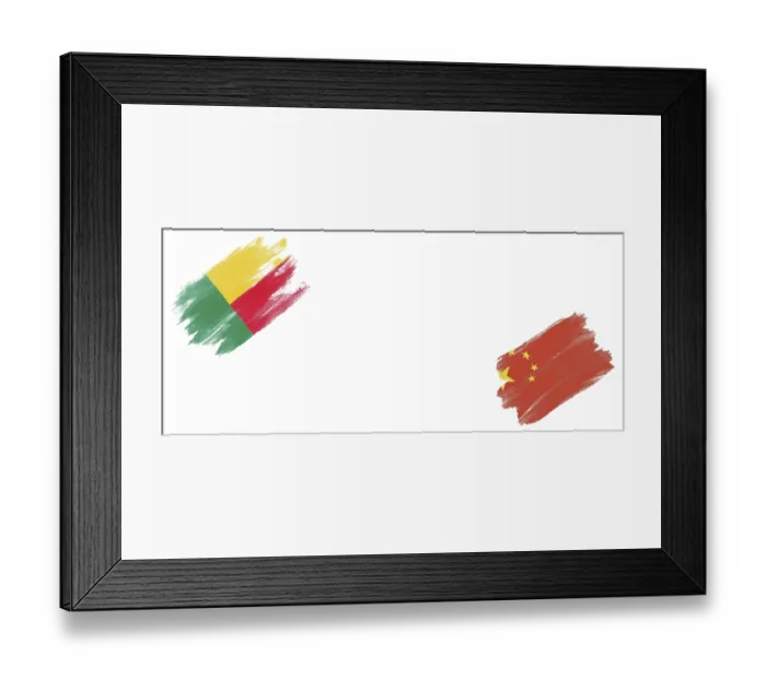 Framed Print : Benin and China Flags on White Background