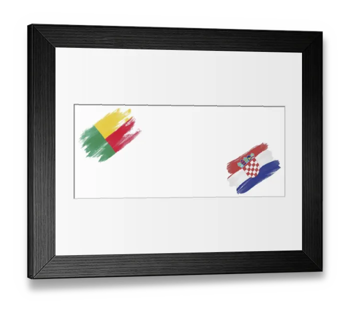 Framed Print : Benin and Croatia Flags on White Background