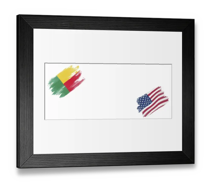 Framed Print : Benin and United States Flags on White Background