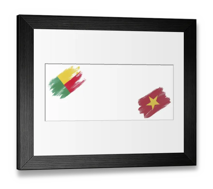 Framed Print : Benin and Vietnam Flags on White Background Framed Print : Benin and Vietnam Flags on White Background