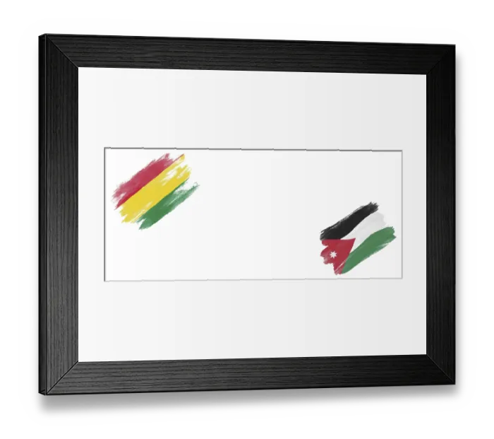 Framed Print : Bolivia and Jordan Flags on White Background