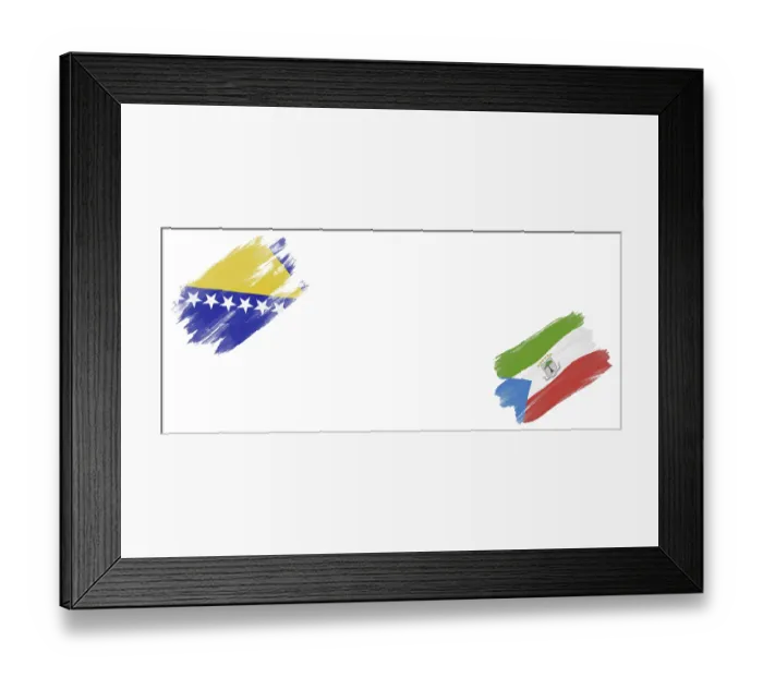 Framed Print : Bosnia and Herzegovina and Equatorial Guinea Flags on White Background Framed Print : Bosnia and Herzegovina and Equatorial Guinea Flags on White Background