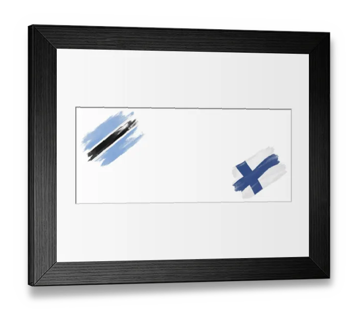 Framed Print : Botswana and Finland Flags on White Background Framed Print : Botswana and Finland Flags on White Background