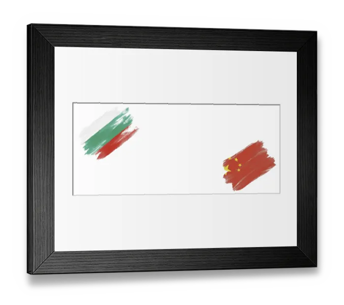 Framed Print : Bulgaria and China Flags on White Background
