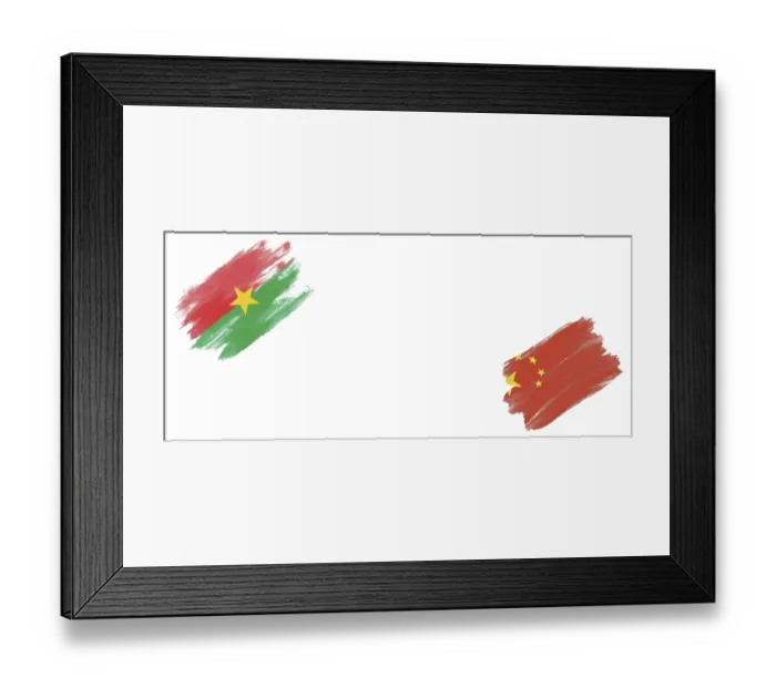 Framed Print : Burkina Faso and China Flags on White Background