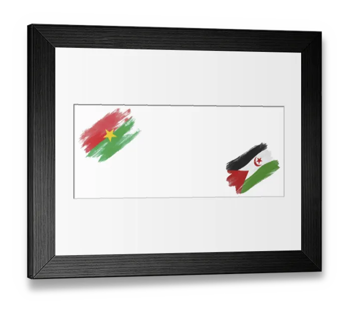 Framed Print : Burkina Faso and Sahrawi Arab Democratic Republic Flags on White Background