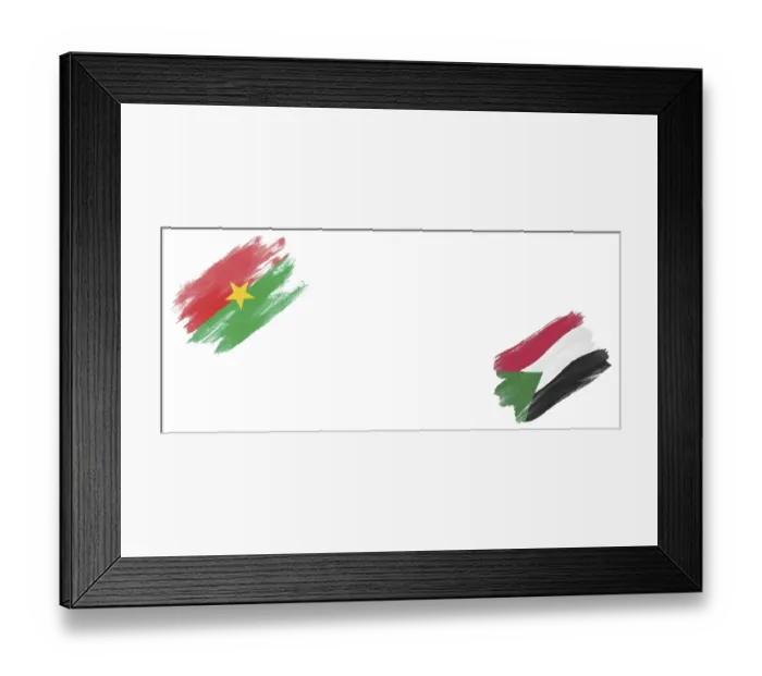 Framed Print : Burkina Faso and Sudan Flags on White Background