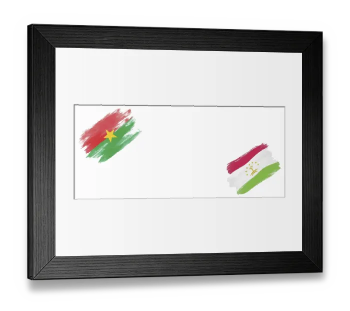 Framed Print : Burkina Faso and Tajikistan Flags on White Background Framed Print : Burkina Faso and Tajikistan Flags on White Background