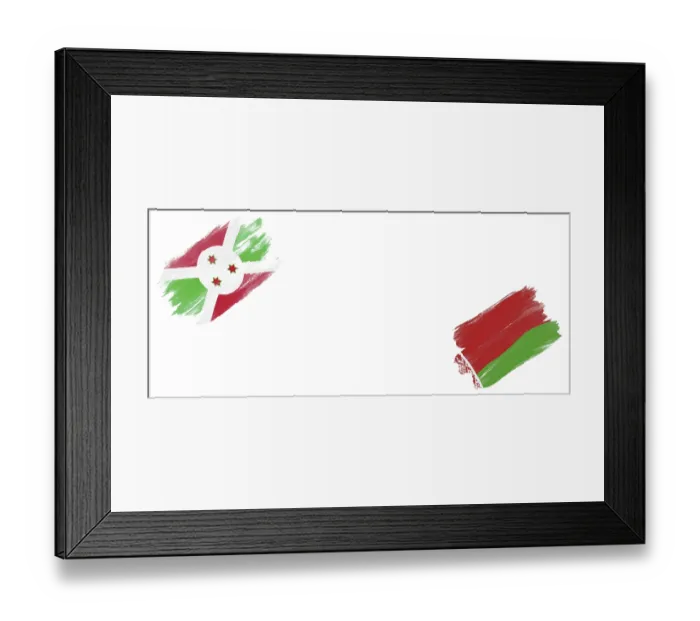 Framed Print : Burundi and Belarus Flags on White Background