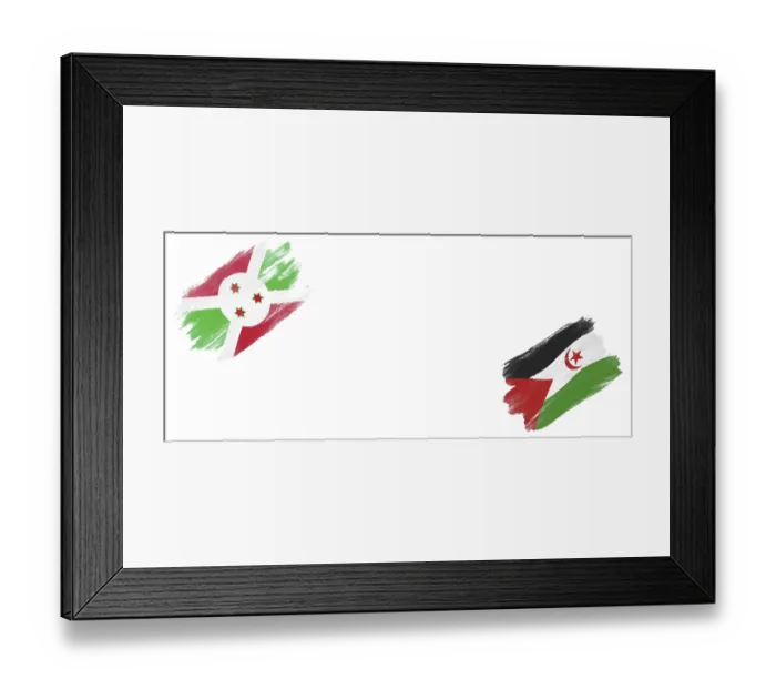 Framed Print : Burundi and Sahrawi Arab Democratic Republic Flags on White Background