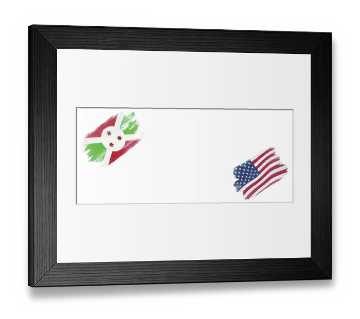 Framed Print : Burundi and United States Flags on White Background Framed Print : Burundi and United States Flags on White Background