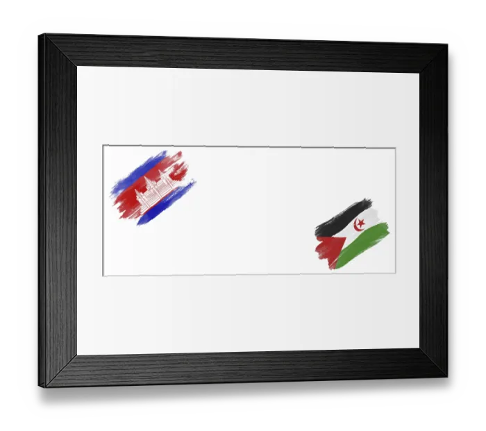 Framed Print : Cambodia and Sahrawi Arab Democratic Republic Flags on White Background