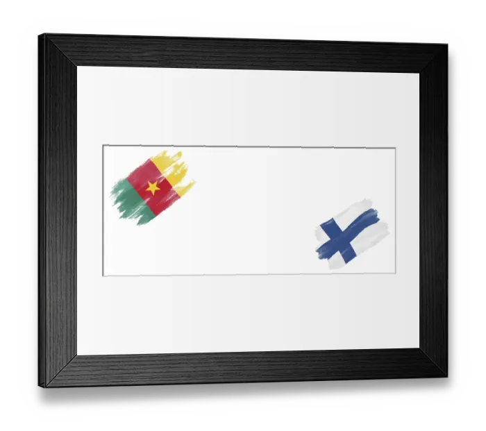 Framed Print : Cameroon and Finland Flags on White Background Framed Print : Cameroon and Finland Flags on White Background