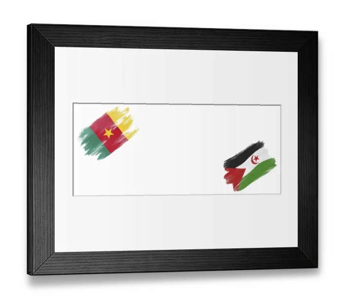 Framed Print : Cameroon and Sahrawi Arab Democratic Republic Flags on White Background