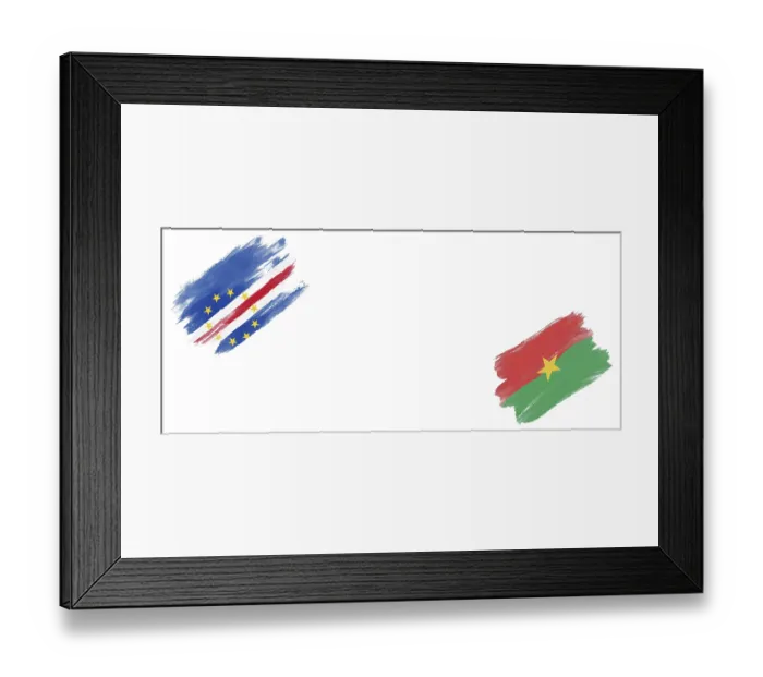 Framed Print : Cape Verde and Burkina Flags on White Background Framed Print : Cape Verde and Burkina Flags on White Background