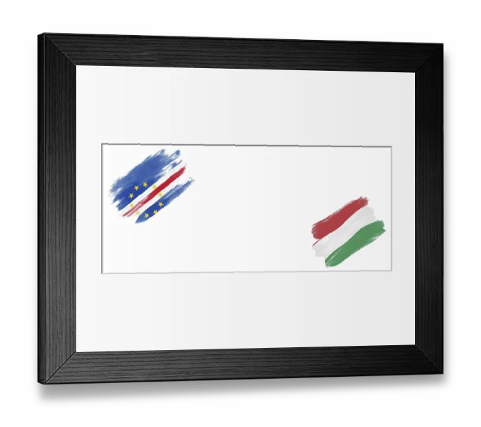 Framed Print : Cape Verde and Hungary Flags on White Background Framed Print : Cape Verde and Hungary Flags on White Background