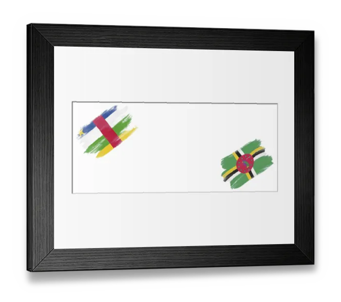 Framed Print : Central African Republic and Dominica Flags on White Background