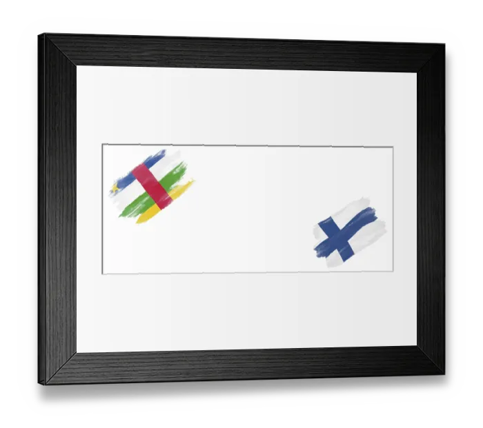 Framed Print : Central African Republic and Finland Flags on White Background