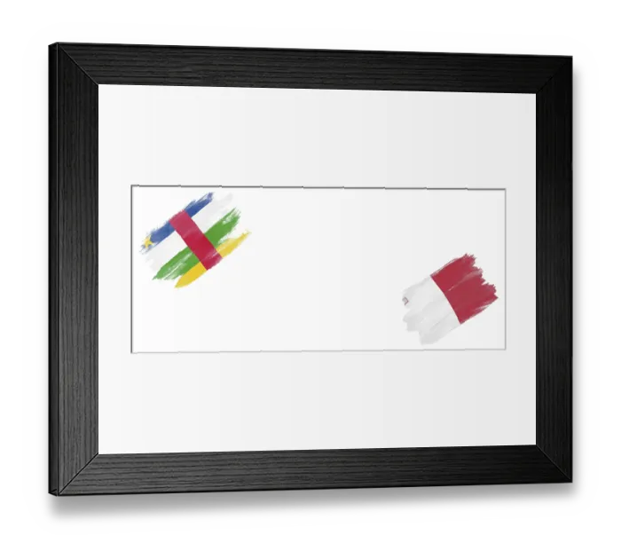 Framed Print : Central African Republic and Malta Flags on White Background