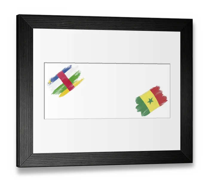 Framed Print : Central African Republic and Senegal Flags on White Background