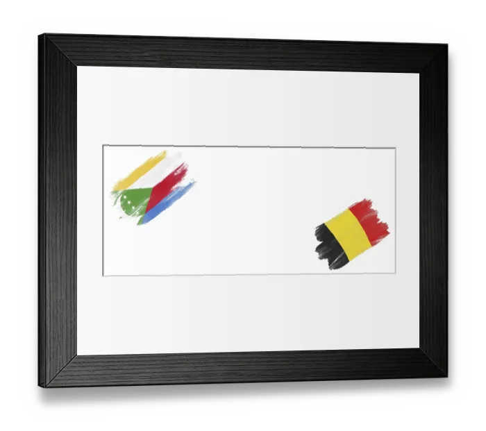 Framed Print : Comoros and Belgium Flags on White Background